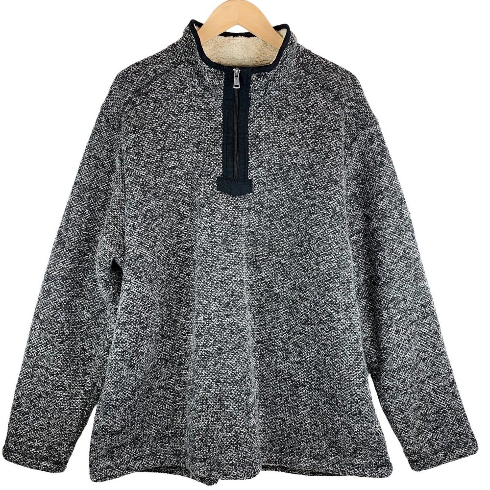 Orvis Men's Black/White Sherpa‎ Lined 1/4 Zip Pullover Sweater XXL